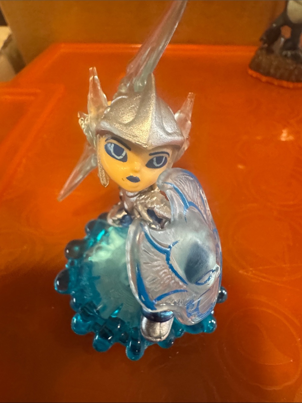 Silver and Aqua Warrior Figurine - Blue Shield